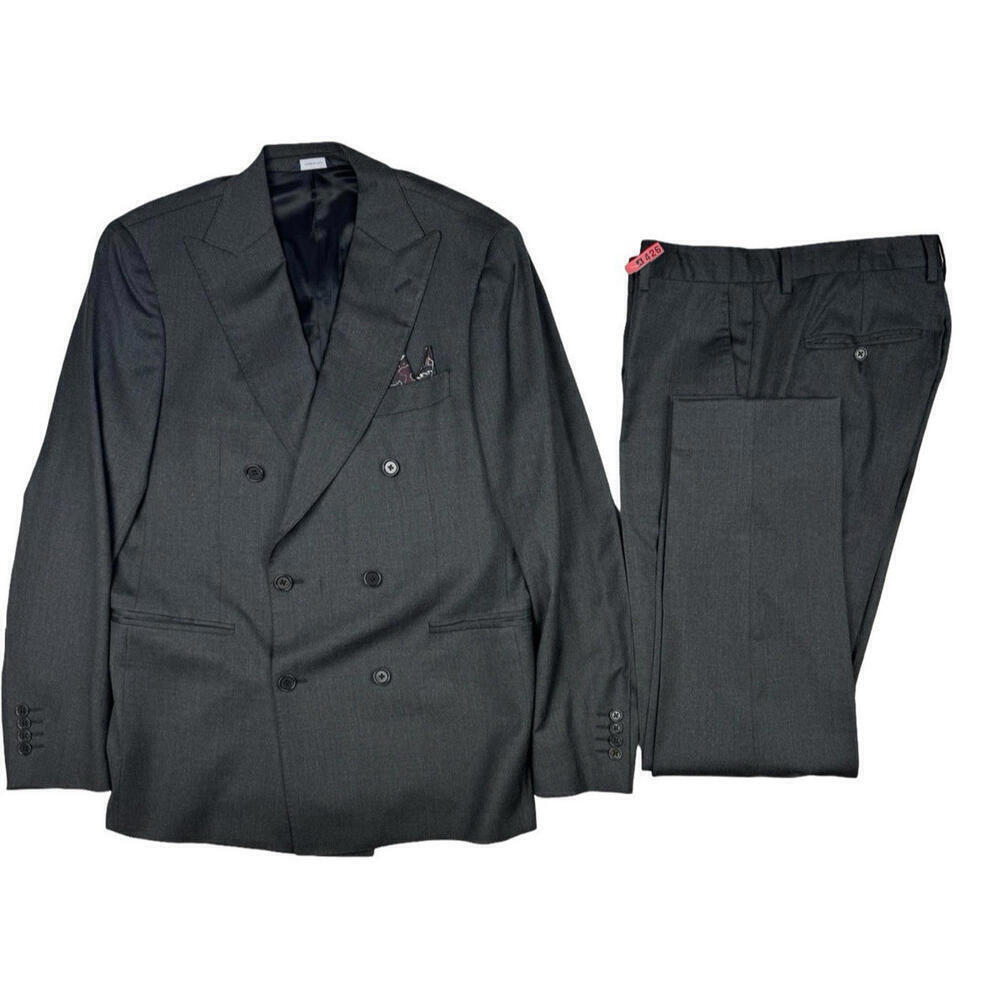 Tombolini Double-Breasted 2 Piece Suit Gray Size 48 R - 7 EU | 38 R US | 35 W